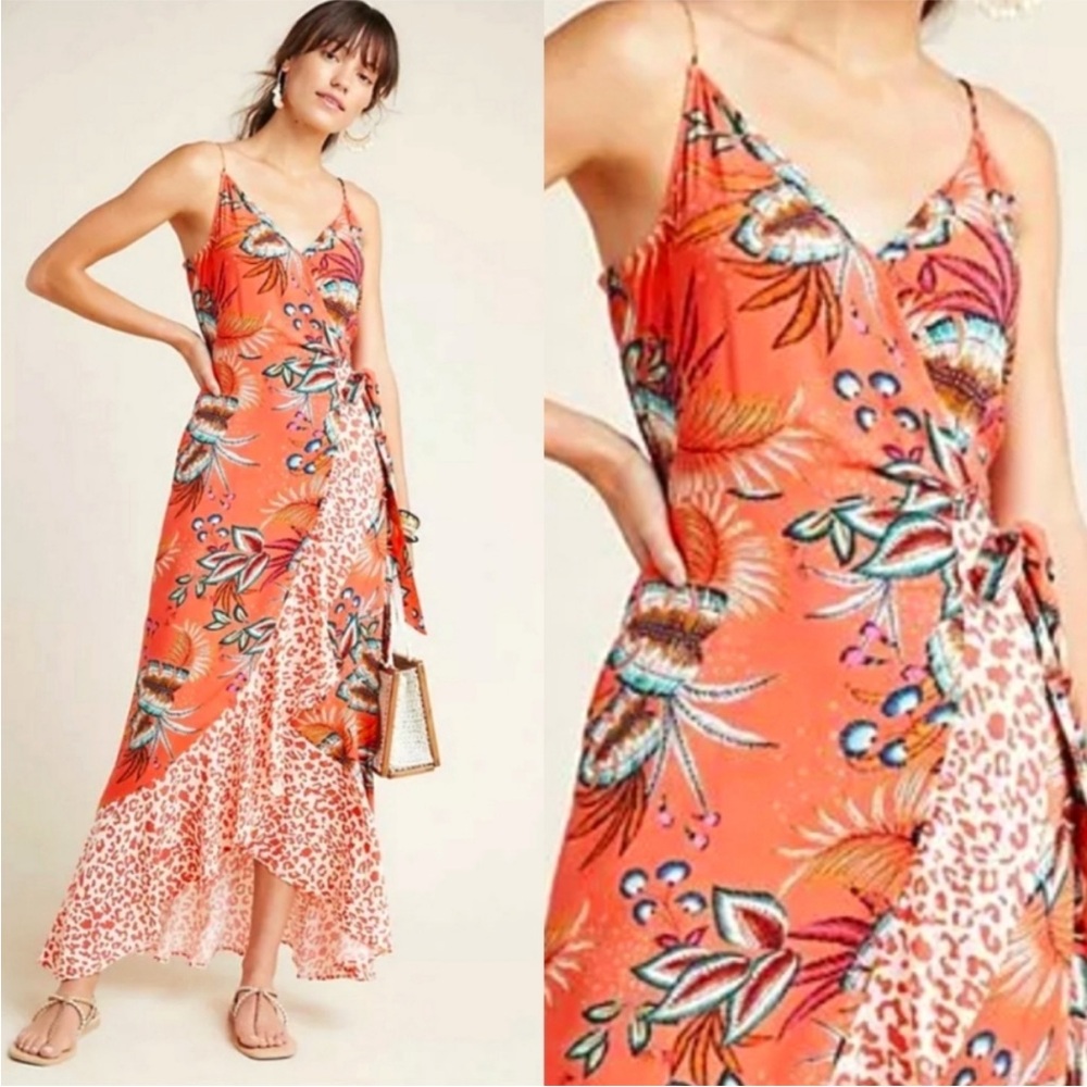 Farm Rio For Anthropologie Musette Maxi Wrap Dress Si… - Gem